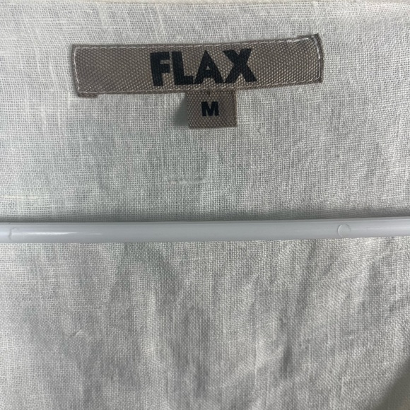 Flax Cream Celebration Blouse button front pockets 100% linen size medium tunic - Picture 3 of 8